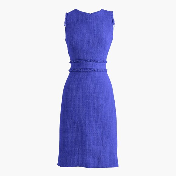 J. Crew Sleeveless Tweed Sheath Dress with fringe detail - Picture 1 of 11